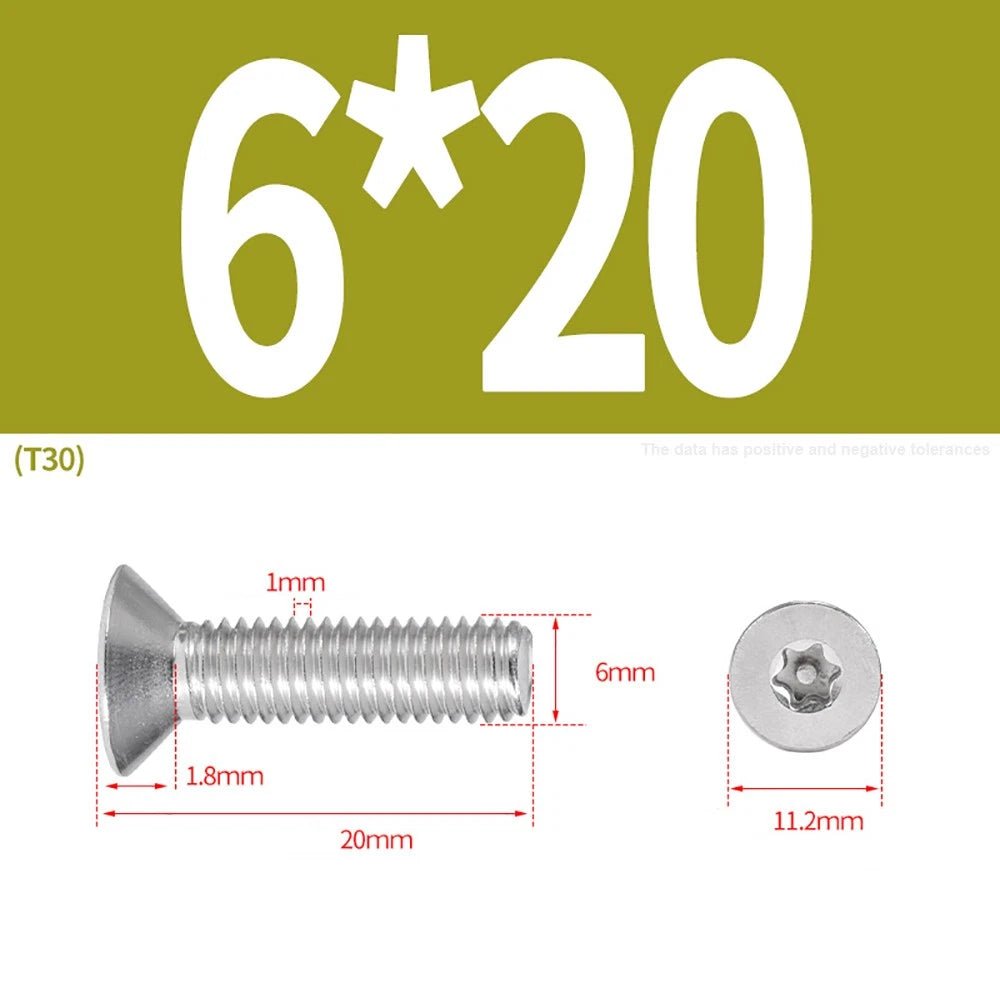 M3–M8 Pin Torx Countersunk Flat Head Machine Screws | A2 Stainless Steel - HomeDIYer
