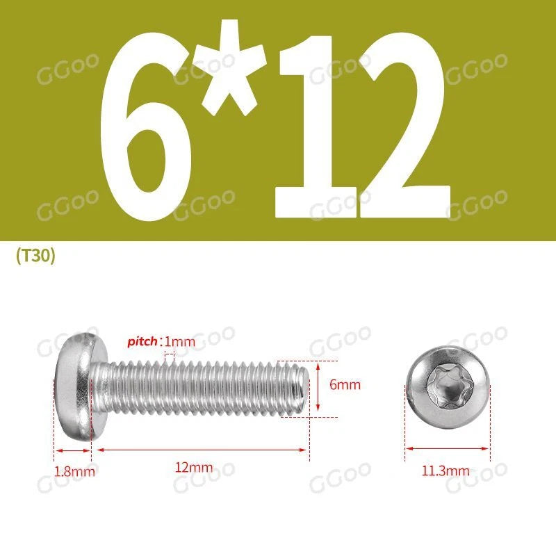 A2 Stainless Steel Torx Pan Head Machine Screws — M2 to M8, Six-Lobe Drive