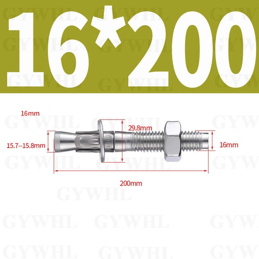 Hex Head Expansion Anchor Bolts — M6 to M20, Stainless Steel A2 & Zinc Plated, Extra Long