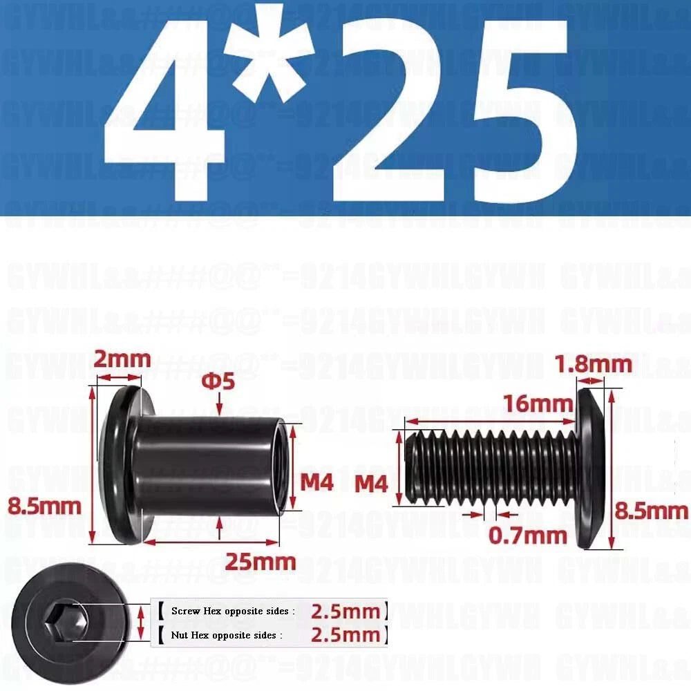 Metric Furniture Connector Bolts with End Cap Nuts — Stainless Steel M2 to M10