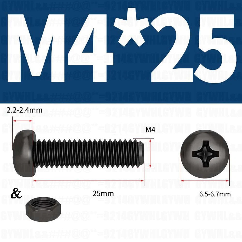 Black Pan Head Phillips Machine Screws + Hex Nuts Set – A2 Stainless Steel, M2 to M10