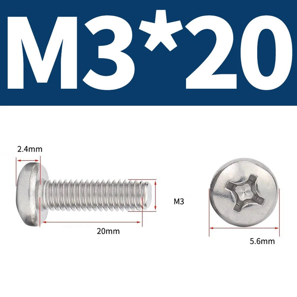 Phillips Pan Head Machine Screws — A4 Marine Grade Stainless Steel, DIN 7985 (M1.6–M10)