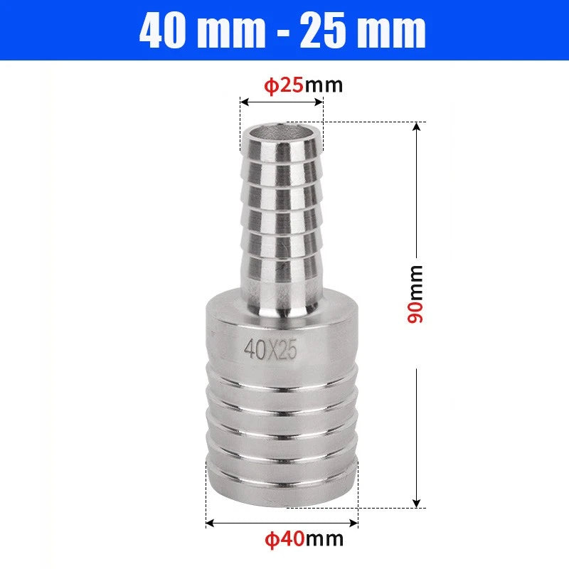 6mm~50mm Stainless Reducer Barbed Hose Joiner Connector Air Water Pipe Gas Tubi