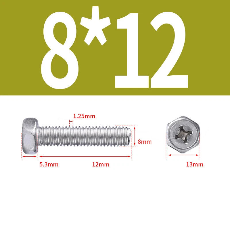 A2 Stainless Steel Hex Head Machine Screws – M3 M4 M5 M6 M8, Fully Threaded (304 Grade)