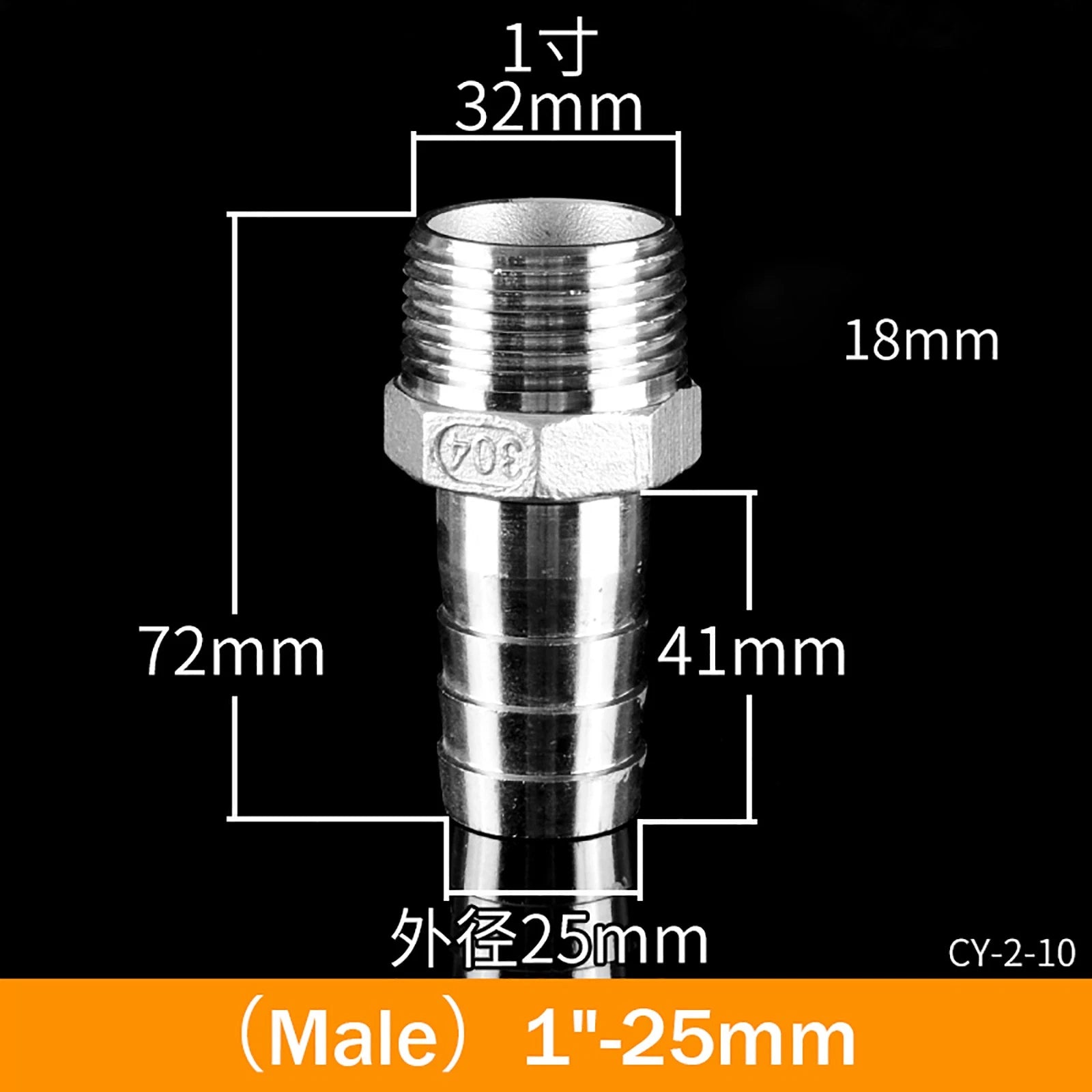 BSP Male Taper Thread x Hose Tail Adapter Fittings — Stainless Steel 304