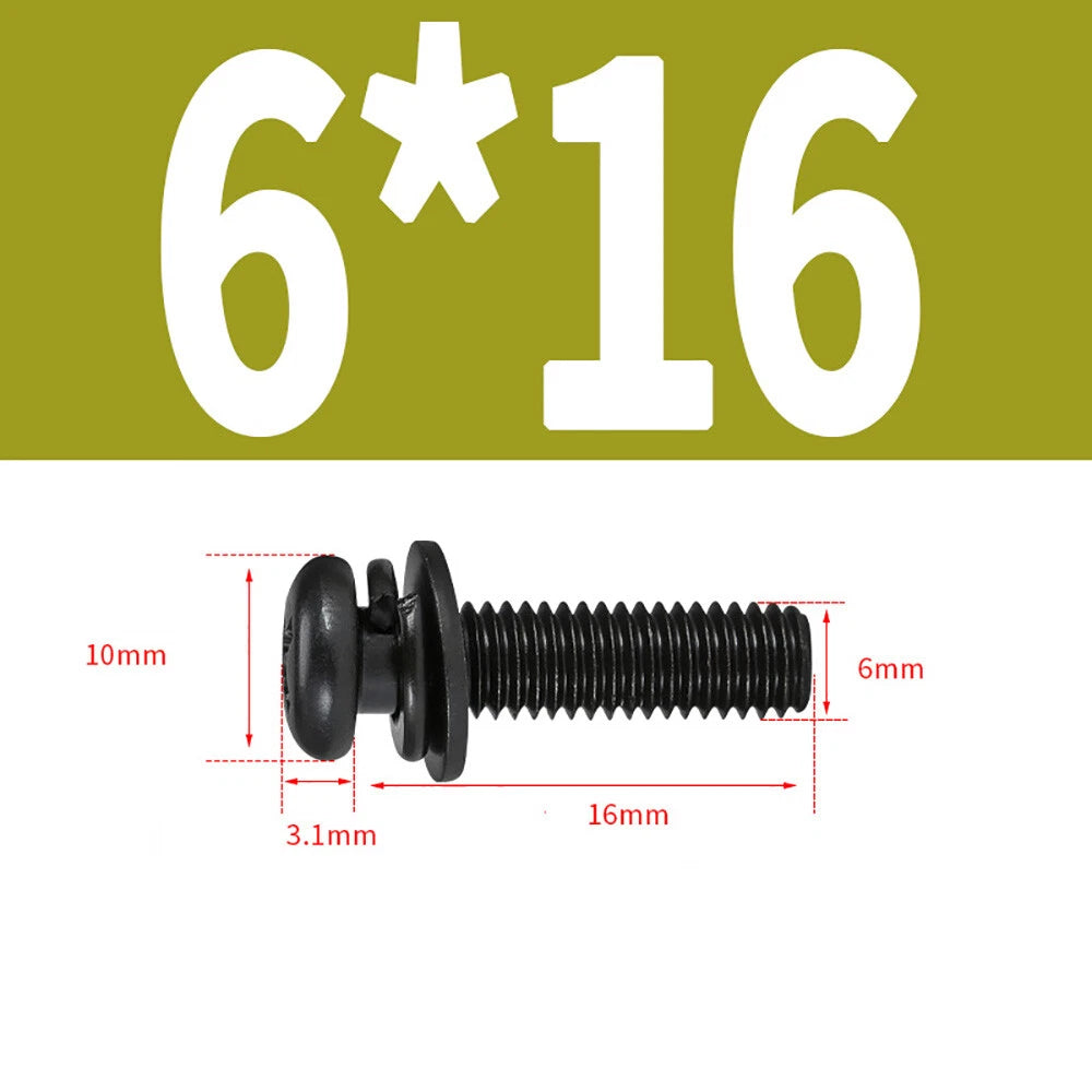 M5–M8 Phillips Pan Head Screws with Flat Washer – Nickel Plated or Black Zinc, Carbon Steel