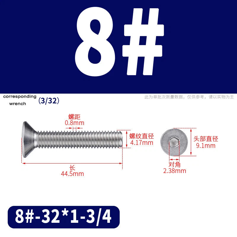 UNC Countersunk Socket Cap Screws A2 Stainless Steel — #2-56 to 5/16-18