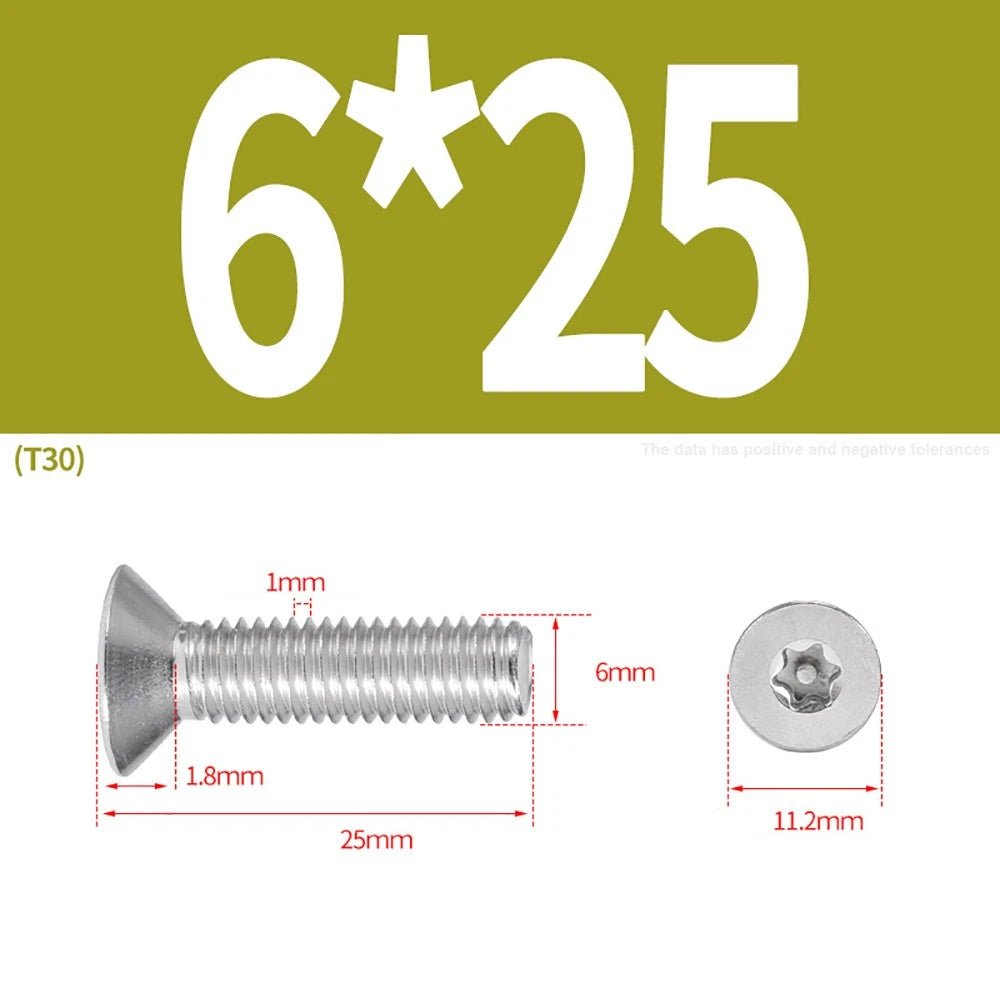 M3–M8 Pin Torx Countersunk Flat Head Machine Screws | A2 Stainless Steel - HomeDIYer