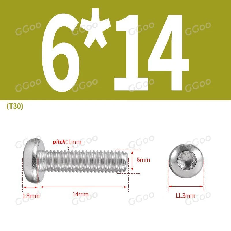 A2 Stainless Steel Torx Pan Head Machine Screws — M2 to M8, Six-Lobe Drive