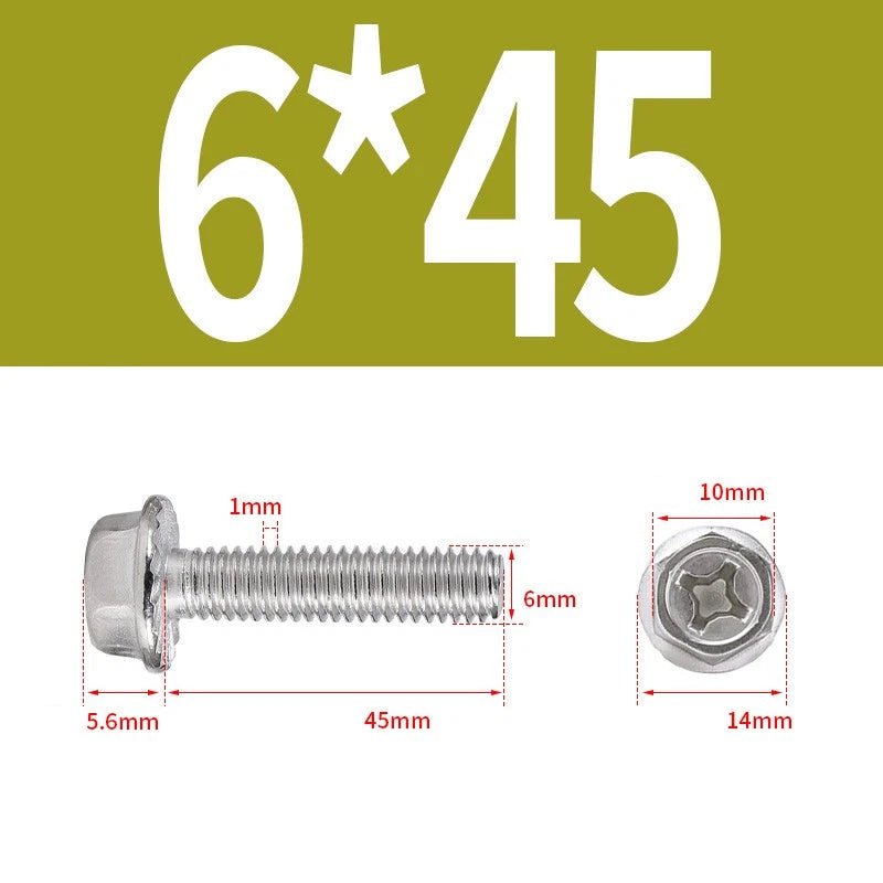 Phillips Hex Flange Screws 304 Stainless Steel M3–M8 | Dentate & Flat Flange - HomeDIYer