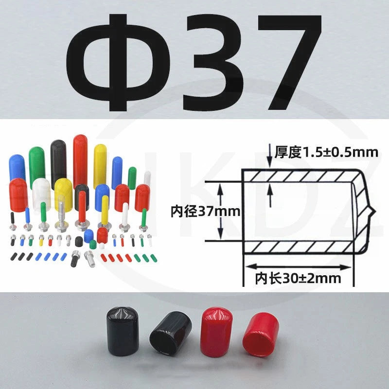 PVC End Caps for Screws, Bolts, Rods, Tubes & Cables – Thread Cover Protector, Rubber Plastic Caps (12-114mm, Multiple Colors)