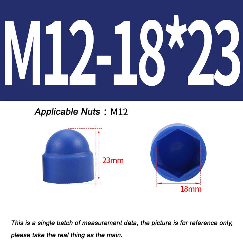Hex Bolt & Nut Protection Caps – Plastic Hexagonal Screw Covers for M4 M5 M6 M8 M10 to M24 (PE, 5-100 Pack)
