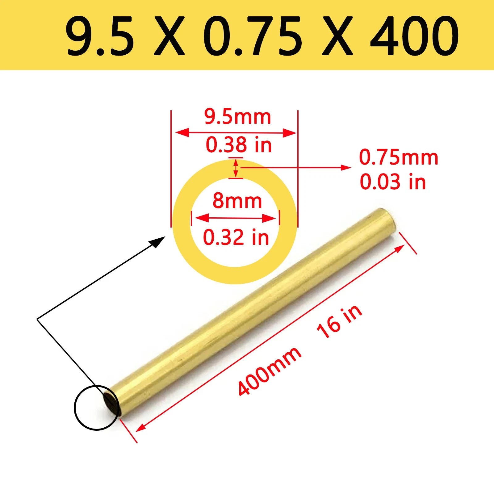 Brass Tubes ROUND PIPE Cu 62% OD 4mm 5mm 6mm 7mm 8mm To 25mm Length 400mm 0.4m