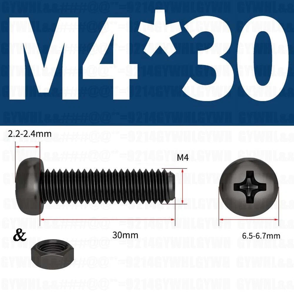 Black Pan Head Phillips Machine Screws + Hex Nuts Set – A2 Stainless Steel, M2 to M10