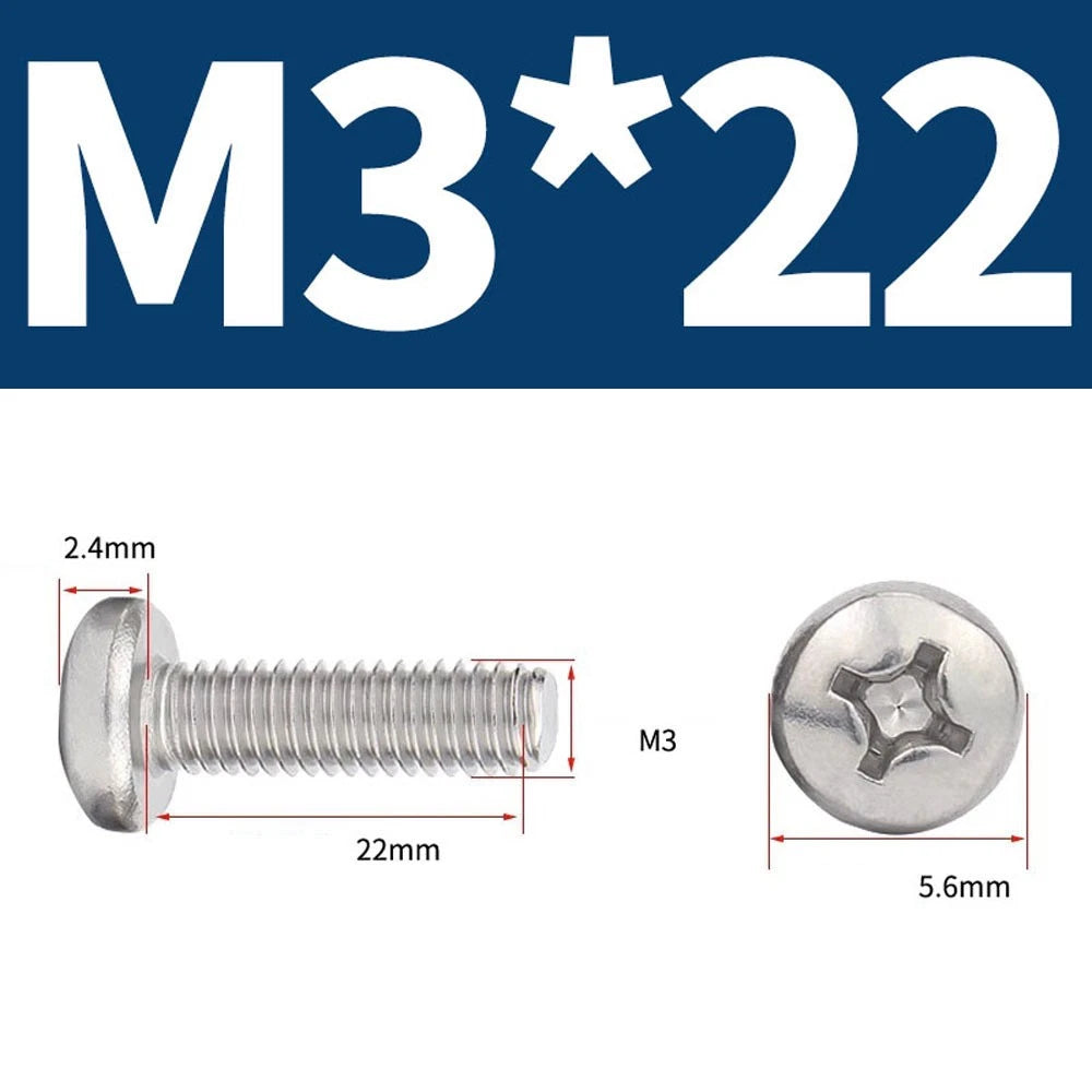 Phillips Pan Head Machine Screws — A4 Marine Grade Stainless Steel, DIN 7985 (M1.6–M10)