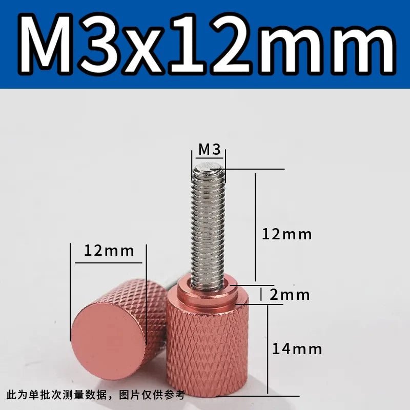 M3 Knurled Thumb Screws – Colored Anodized Aluminum, 6mm to 100mm, 10 Colors - HomeDIYer