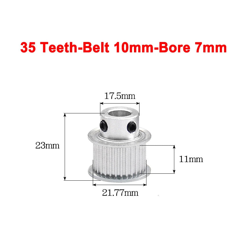 2GT Drive Pulley With Step 16 Tooth - 100 Tooth Bore 4mm - 25mm for 10mm Belt