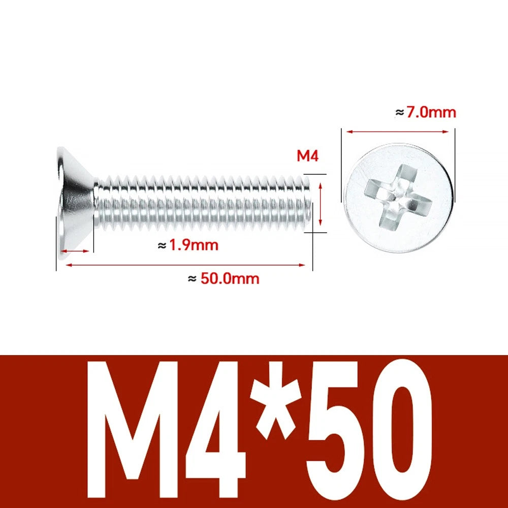 Countersunk Phillips Machine Screws – M2 to M12, White / Colour Zinc Plated, Carbon Steel