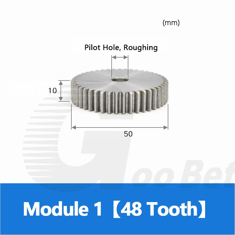Mod 1 1.5 2 2.5 3 4 5 Spur Gear C45 Steel 12 Tooth - 160 Tooth Motor Pinion Flat