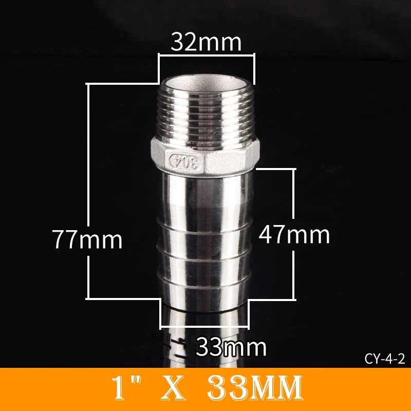 Stainless Steel BSP Male Thread x Barb Hose Tail Connector | 1/8" to 4"