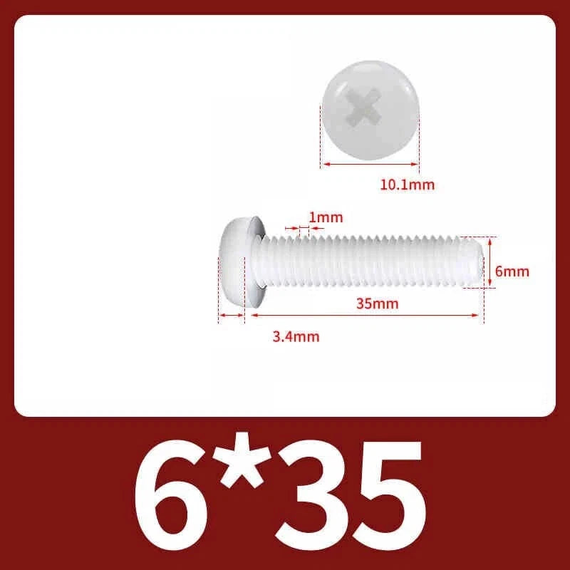 White Nylon Phillips Pan Head Machine Screws – M2 to M8, Non‑Conductive & Corrosion‑Free (PA66)