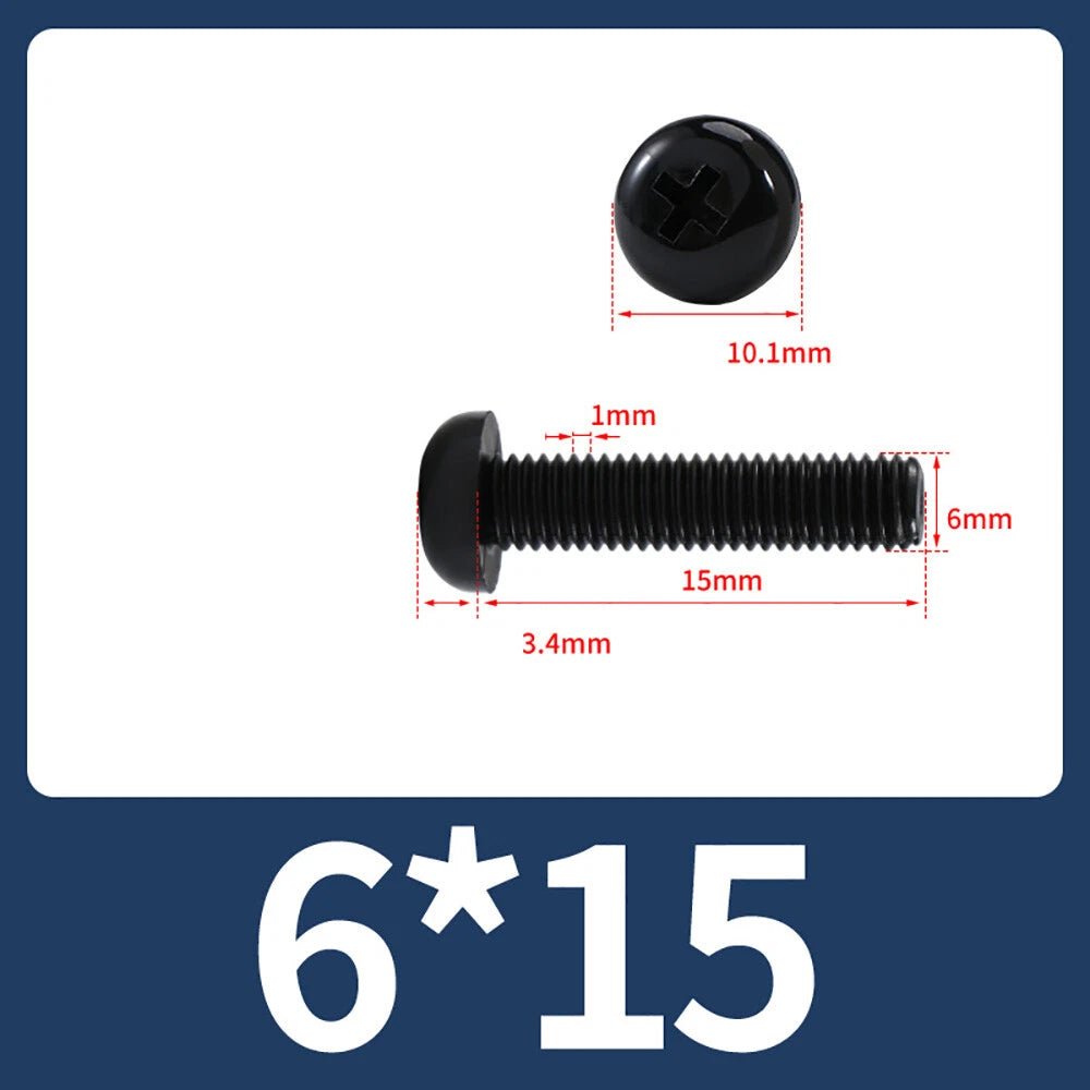 M5 M6 M8 Nylon Phillips Pan Head Machine Screws – Black & White - HomeDIYer