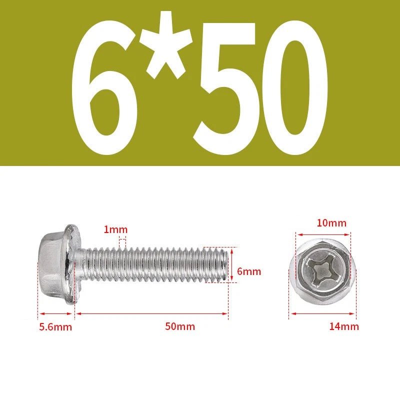 Phillips Hex Flange Screws 304 Stainless Steel M3–M8 | Dentate & Flat Flange - HomeDIYer