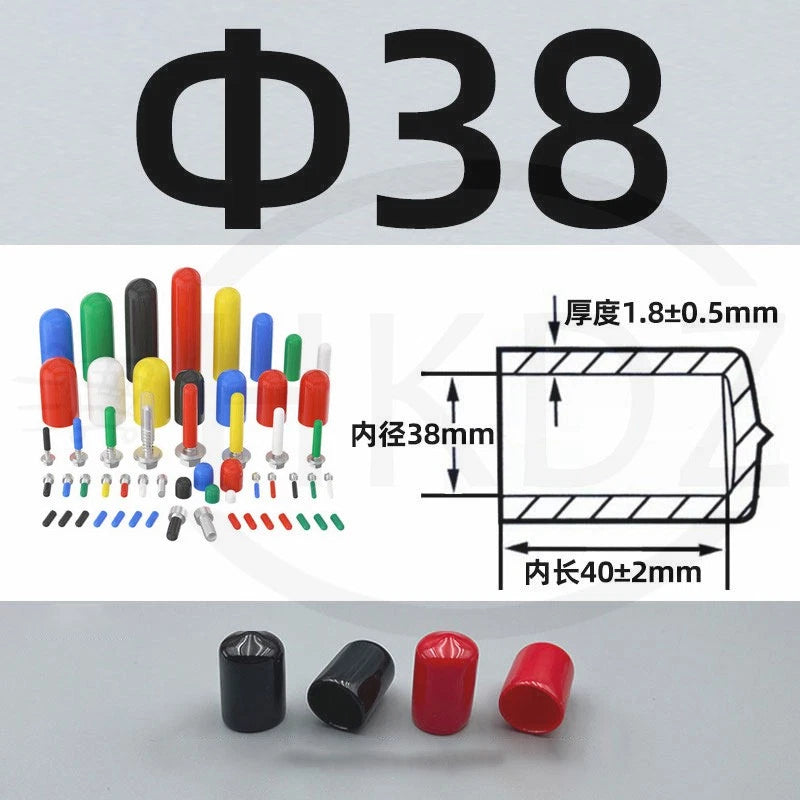 PVC End Caps for Screws, Bolts, Rods, Tubes & Cables – Thread Cover Protector, Rubber Plastic Caps (12-114mm, Multiple Colors)