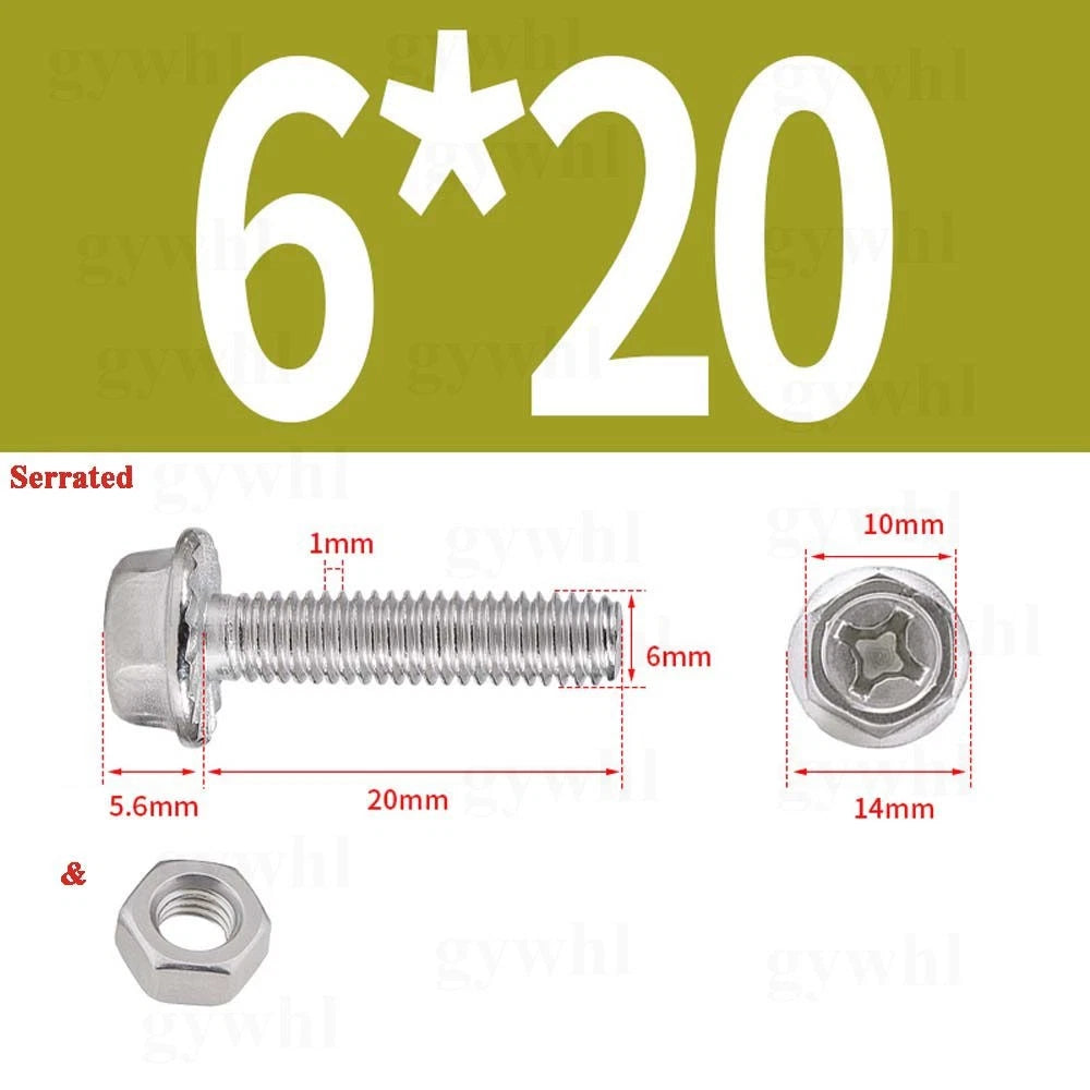 Phillips Hex Flange Bolts with Hex Nuts — Serrated & Smooth, M3–M8