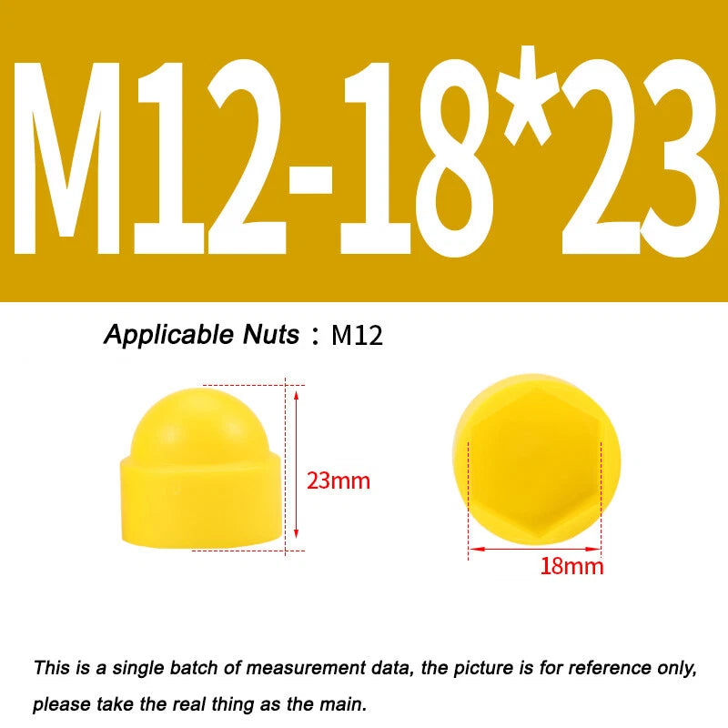 Hex Bolt & Nut Protection Caps – Plastic Hexagonal Screw Covers for M4 M5 M6 M8 M10 to M24 (PE, 5-100 Pack)