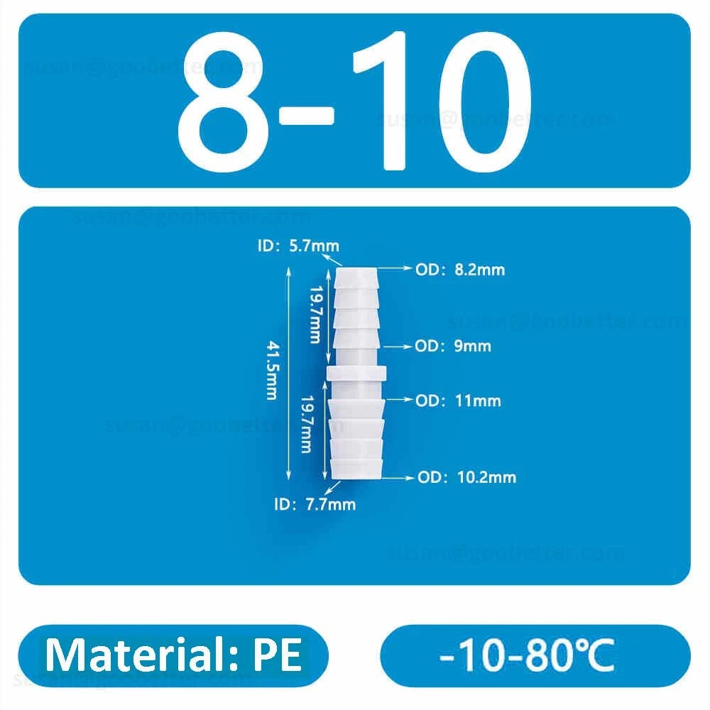Straight Reducer Barbed Hose Connector — Plastic Joiner for Air & Water Tubing