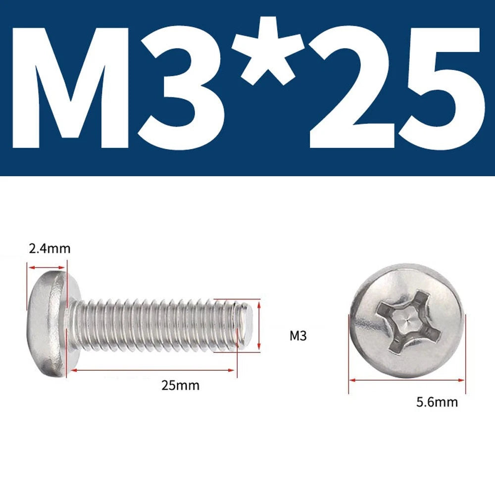 Phillips Pan Head Machine Screws — A4 Marine Grade Stainless Steel, DIN 7985 (M1.6–M10)