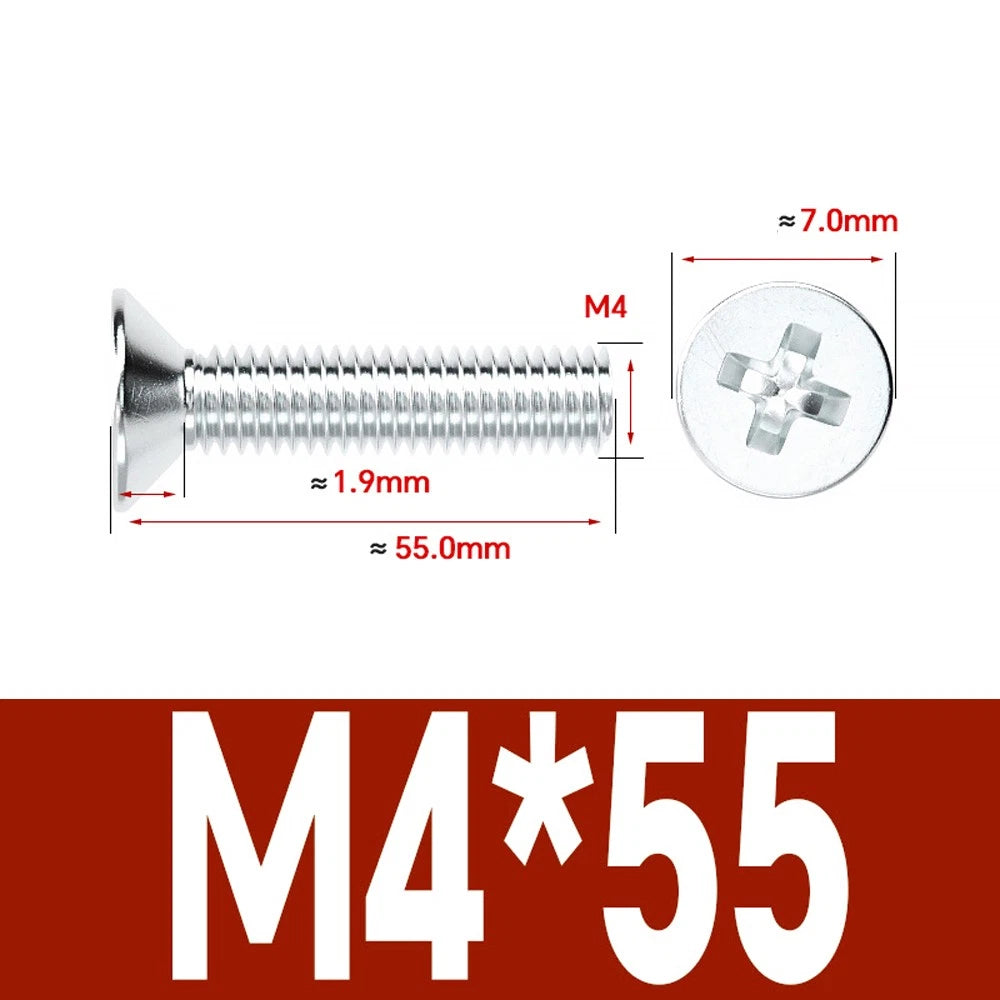 Countersunk Phillips Machine Screws – M2 to M12, White / Colour Zinc Plated, Carbon Steel