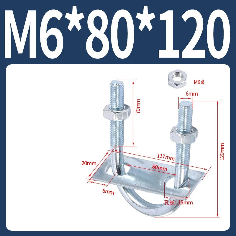 Round U-Bolts Sets Steel 16mm-219mm Inner Width M6 M8 M0 M12 with Nut, Plate