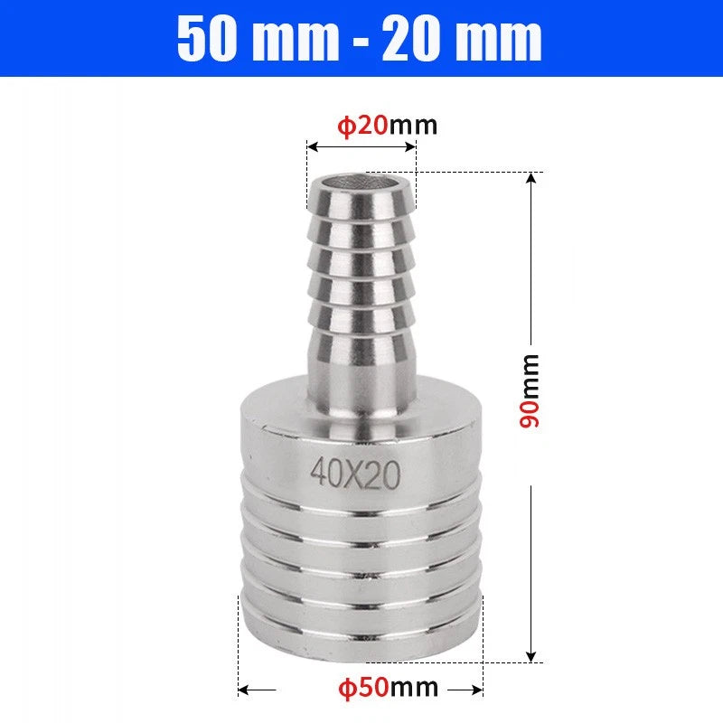 6mm~50mm Stainless Reducer Barbed Hose Joiner Connector Air Water Pipe Gas Tubi