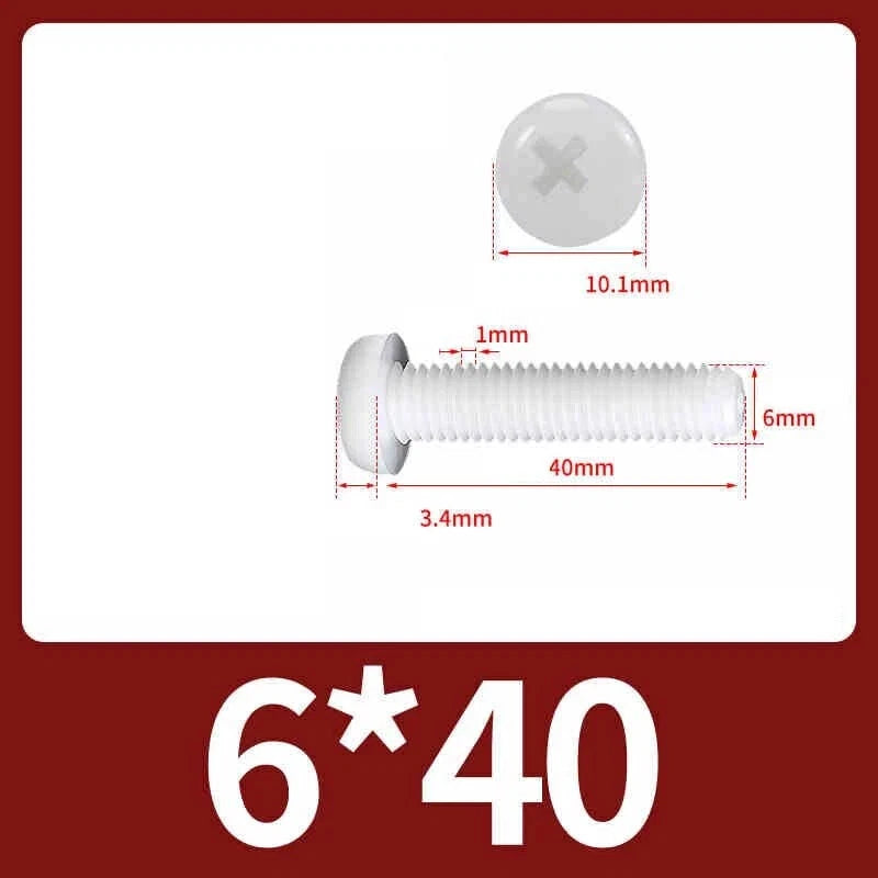 White Nylon Phillips Pan Head Machine Screws – M2 to M8, Non‑Conductive & Corrosion‑Free (PA66)