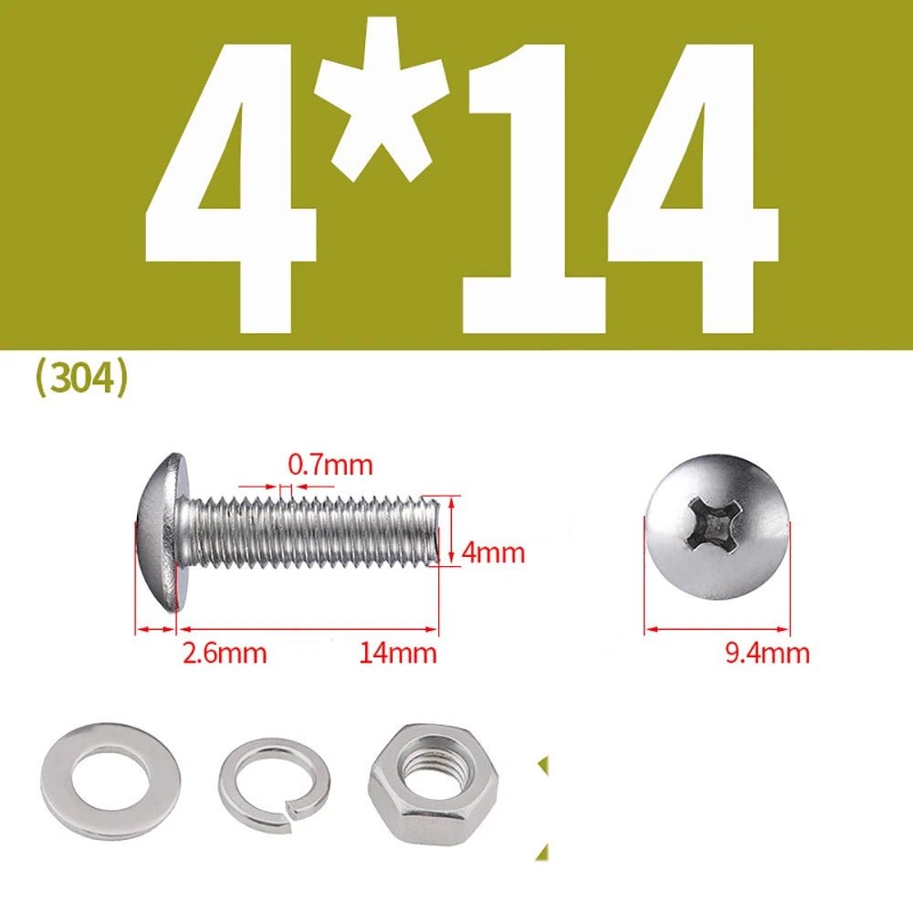 M2–M4 Phillips Truss Head Machine Screws with Hex Nuts & Washers – A2 Stainless Steel - HomeDIYer