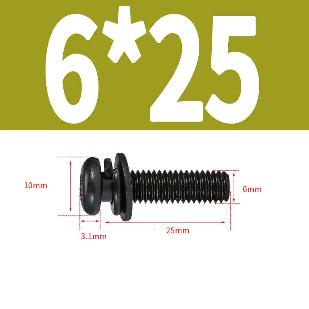 M5–M8 Phillips Pan Head Screws with Flat Washer – Nickel Plated or Black Zinc, Carbon Steel