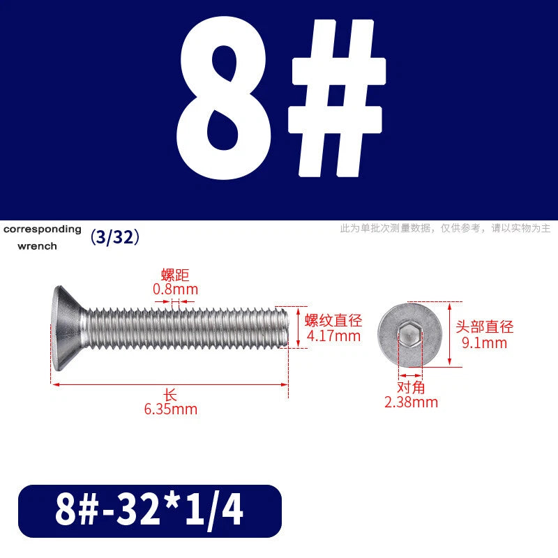 UNC Countersunk Socket Cap Screws A2 Stainless Steel — #2-56 to 5/16-18