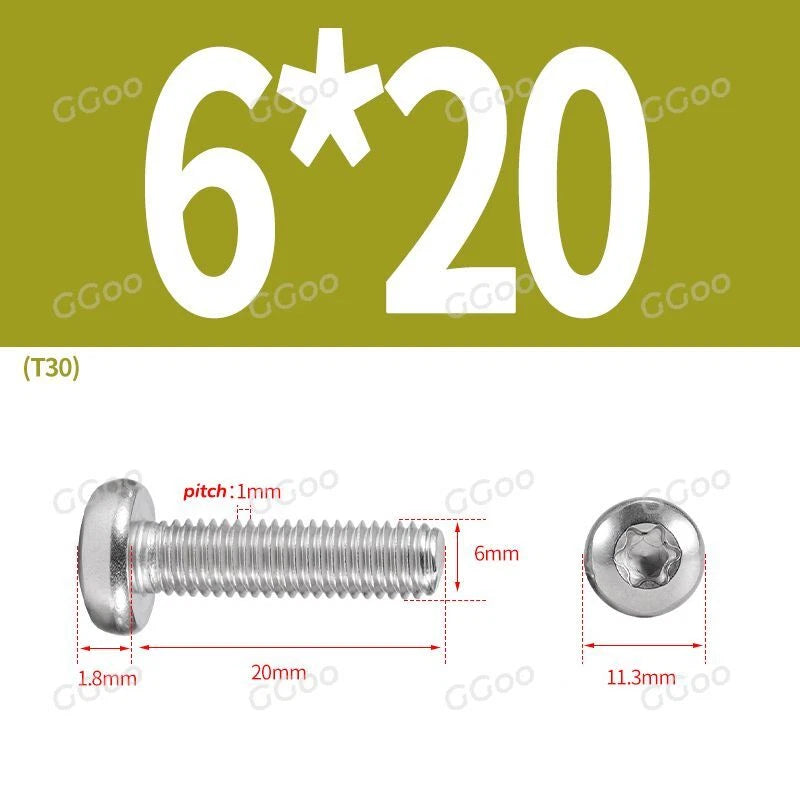 A2 Stainless Steel Torx Pan Head Machine Screws — M2 to M8, Six-Lobe Drive