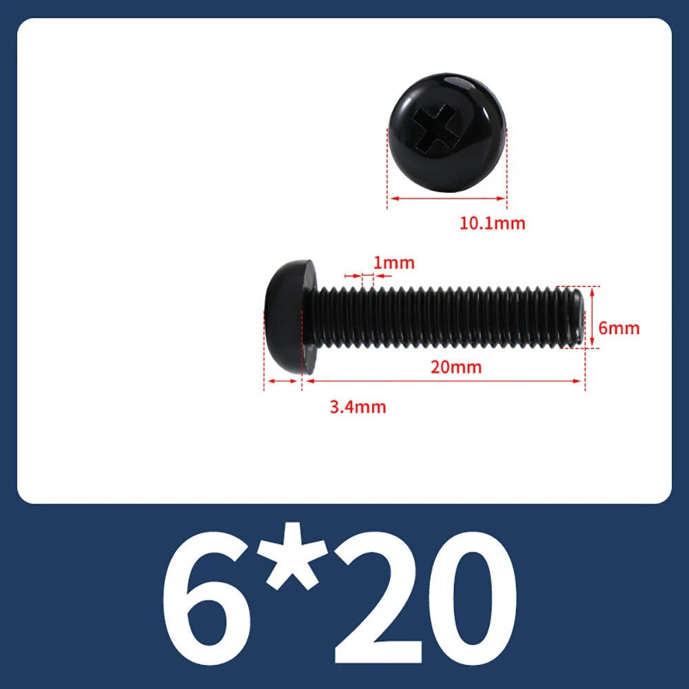 M5 M6 M8 Nylon Phillips Pan Head Machine Screws – Black & White - HomeDIYer