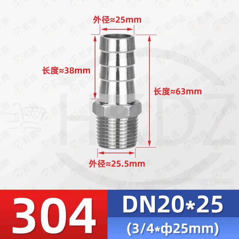 BSP Male Thread Stainless Steel Barb Hose Tail Connector — 1/8" to 4"