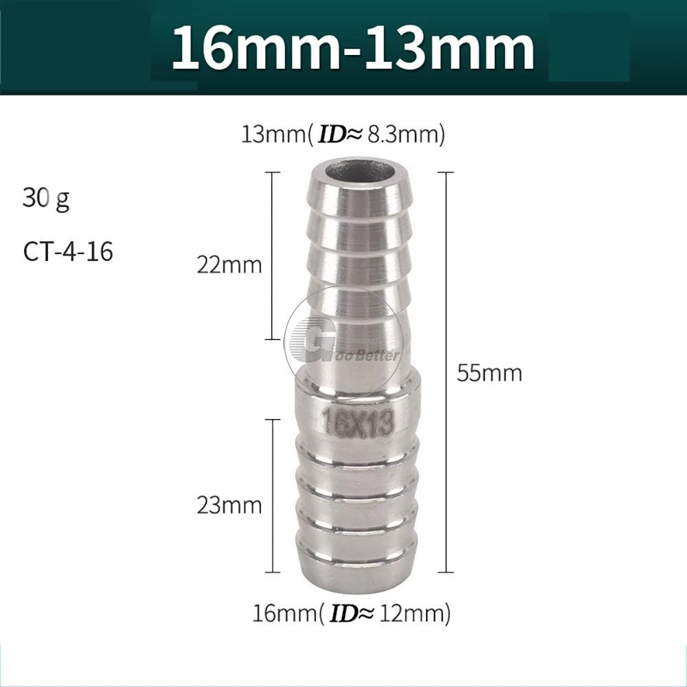 A2 Stainless Steel 8-41mm Barbed Hose Connector,Hosetail Pipe Air Water Oil Fuel