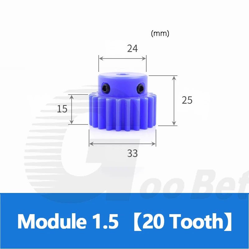 Mod 1/1.5/2 Precision Spur Gear Pinion 15-120 Tooth with Step Bore 4-16mm Nylon