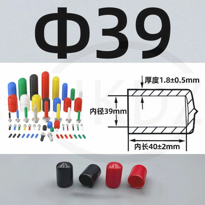 PVC End Caps for Screws, Bolts, Rods, Tubes & Cables – Thread Cover Protector, Rubber Plastic Caps (12-114mm, Multiple Colors)