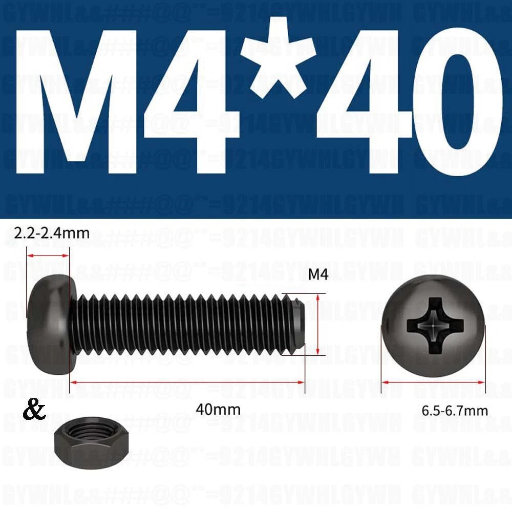 Black Pan Head Phillips Machine Screws + Hex Nuts Set – A2 Stainless Steel, M2 to M10