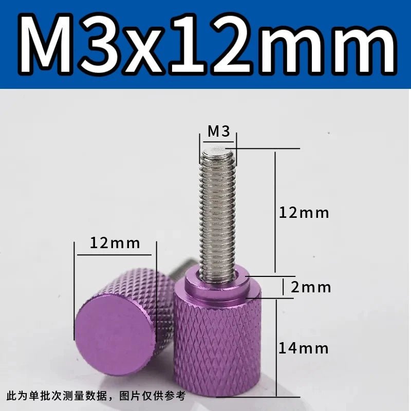 M3 Knurled Thumb Screws – Colored Anodized Aluminum, 6mm to 100mm, 10 Colors - HomeDIYer