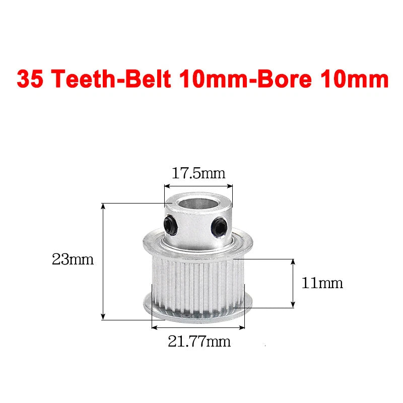 2GT Drive Pulley With Step 16 Tooth - 100 Tooth Bore 4mm - 25mm for 10mm Belt