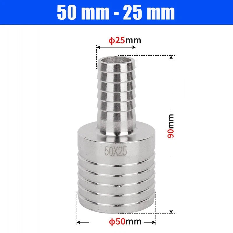 6mm~50mm Stainless Reducer Barbed Hose Joiner Connector Air Water Pipe Gas Tubi