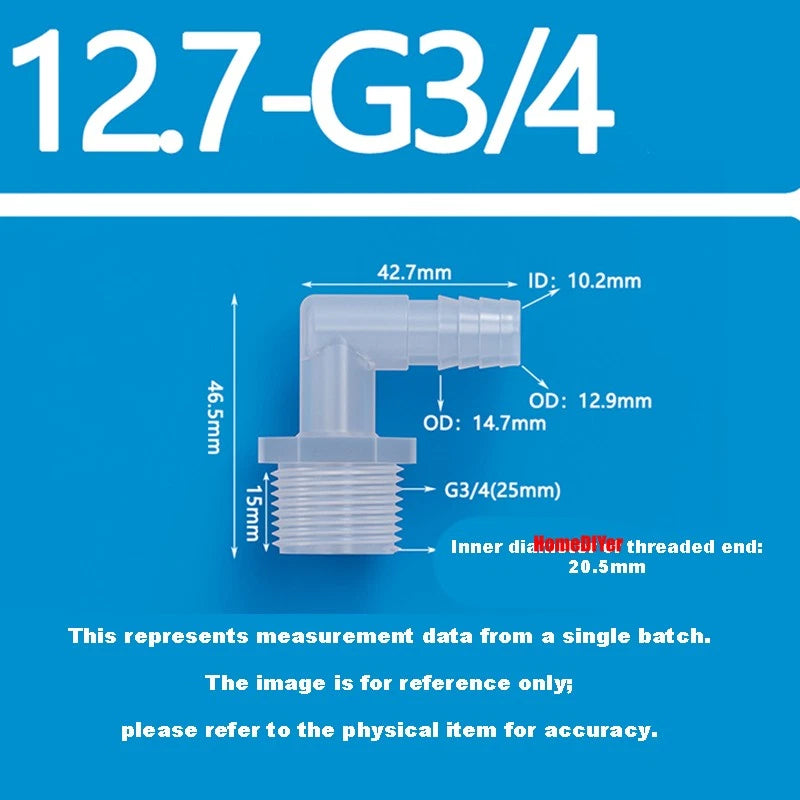 Male Thread Barbed 90° Elbow Hose Connector — Plastic Pipe Fitting with Washer